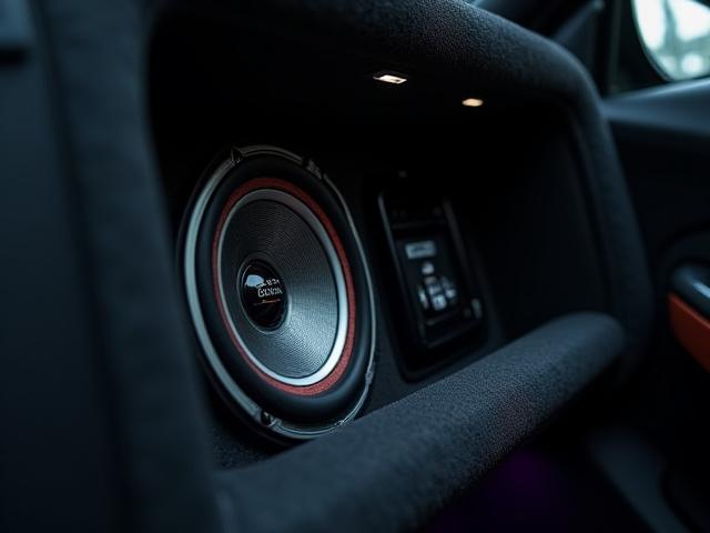 Hochwertiges Soundsystem im Auto mit Lautsprechern und Subwoofer